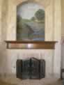 Fireplace Faux Wood Mantle & Mural